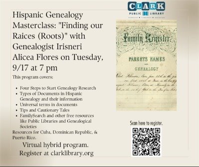 Library Geneology class flyer