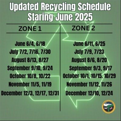 New Recycling schedule 